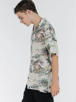 Clearance Thrills Tiger Vs Falcon Bowling Shirt - Tan