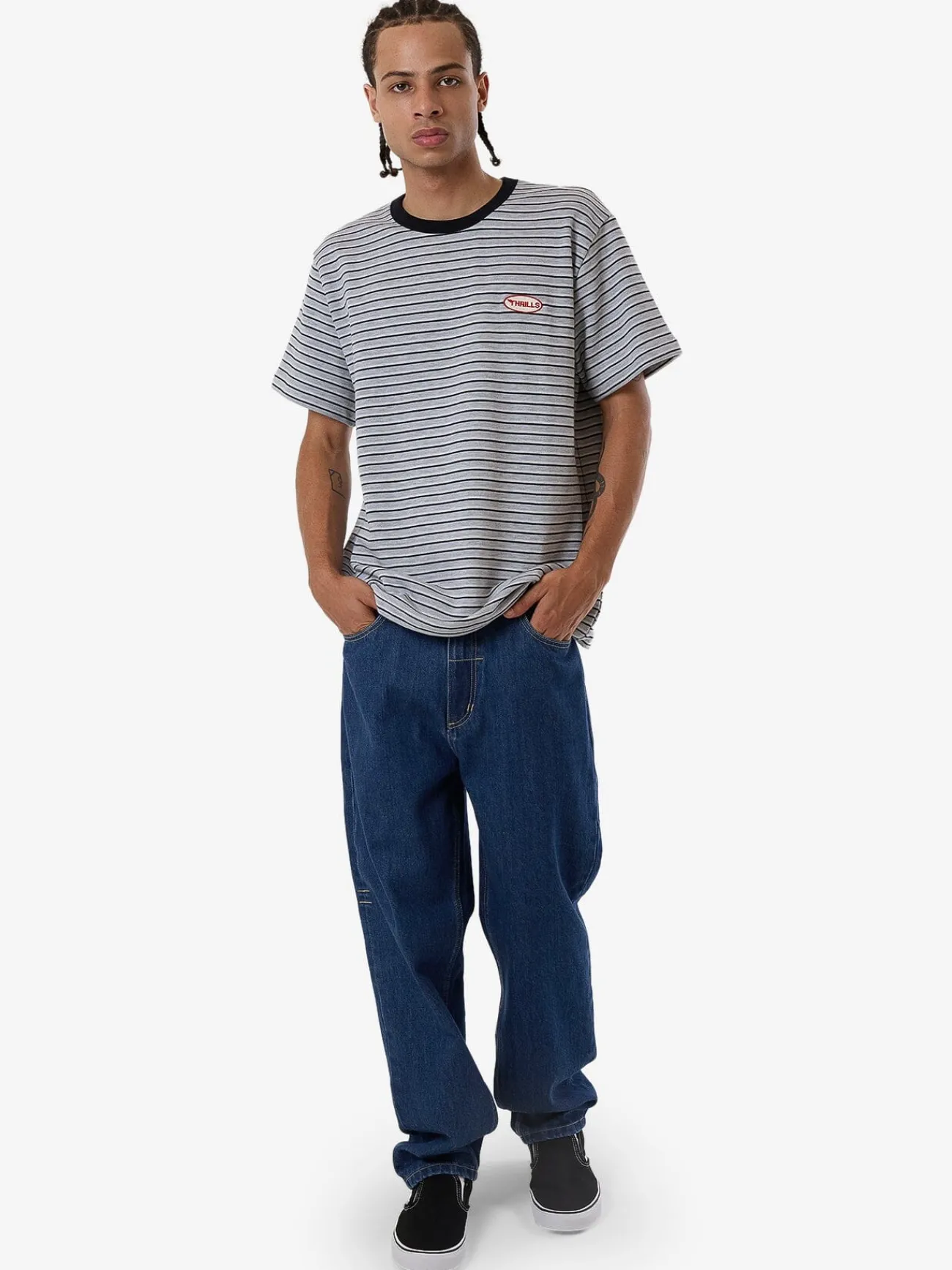 Fashion Thrills Tribute To Chaos Stripe Merch Fit Tee - Black
