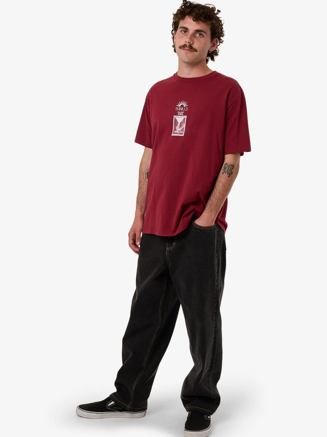 Hot Thrills Walks Of Life Merch Fit Tee - Cabernet