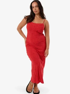Outlet Thrills Zinnia Bias Dress - Flame Red FlameRed