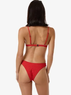 Hot Thrills Zinnia Fixed Triangle Bikini Top - Flame Red FlameRed