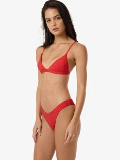 Hot Thrills Zinnia Fixed Triangle Bikini Top - Flame Red FlameRed