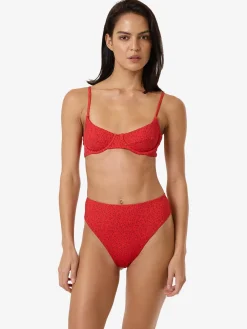 Outlet Thrills Zinnia 90S High Cut Bikini Bottom - Flame Red FlameRed