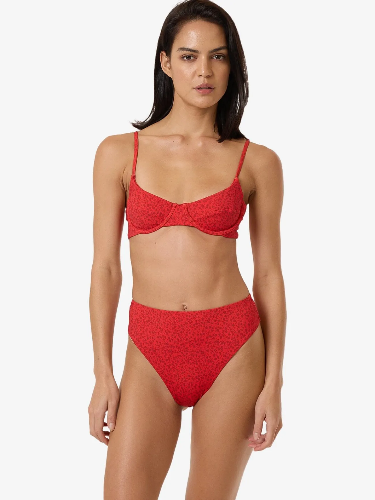 Outlet Thrills Zinnia 90S High Cut Bikini Bottom - Flame Red FlameRed