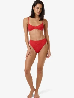 Outlet Thrills Zinnia 90S High Cut Bikini Bottom - Flame Red FlameRed