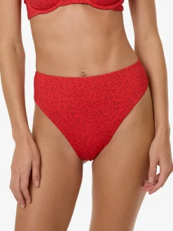Outlet Thrills Zinnia 90S High Cut Bikini Bottom - Flame Red FlameRed